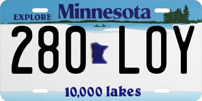 MN license plate 280LOY