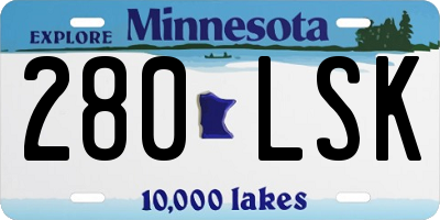 MN license plate 280LSK