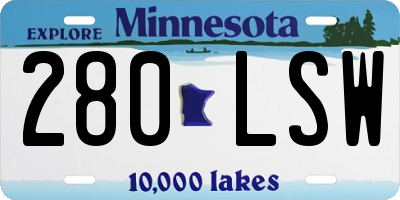 MN license plate 280LSW