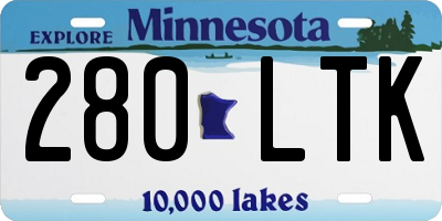 MN license plate 280LTK