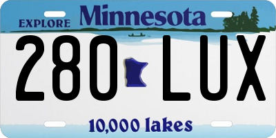 MN license plate 280LUX
