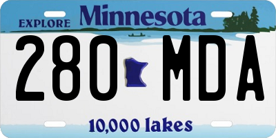 MN license plate 280MDA