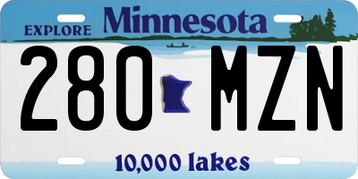 MN license plate 280MZN