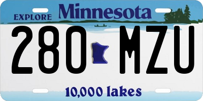 MN license plate 280MZU