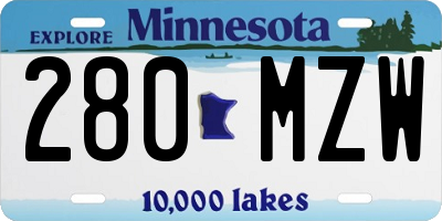MN license plate 280MZW