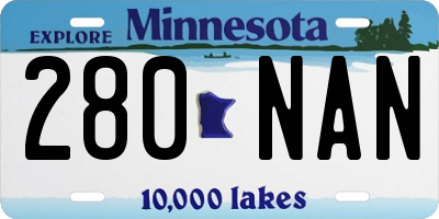 MN license plate 280NAN