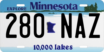 MN license plate 280NAZ