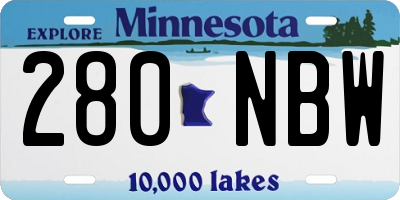 MN license plate 280NBW