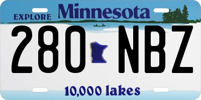 MN license plate 280NBZ