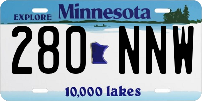 MN license plate 280NNW