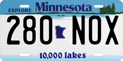 MN license plate 280NOX