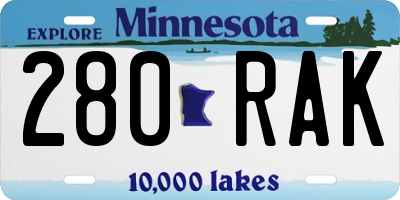 MN license plate 280RAK