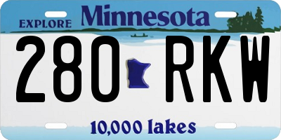MN license plate 280RKW