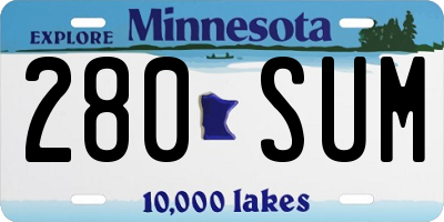 MN license plate 280SUM