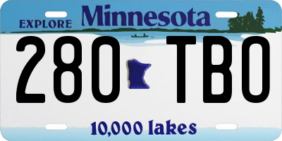 MN license plate 280TBO