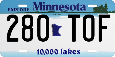MN license plate 280TOF