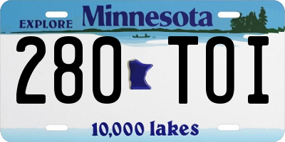 MN license plate 280TOI