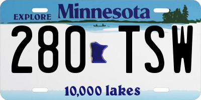 MN license plate 280TSW