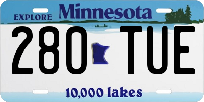 MN license plate 280TUE