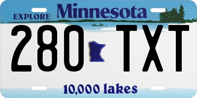 MN license plate 280TXT