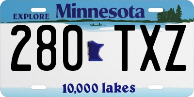 MN license plate 280TXZ