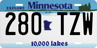 MN license plate 280TZW