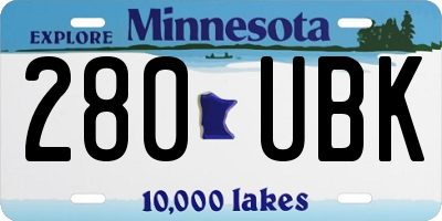 MN license plate 280UBK
