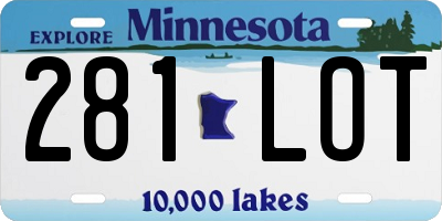 MN license plate 281LOT