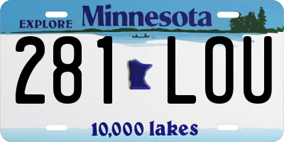 MN license plate 281LOU