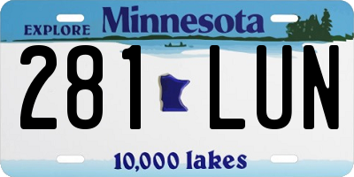 MN license plate 281LUN