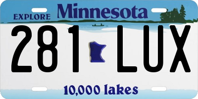 MN license plate 281LUX