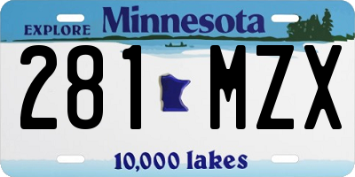 MN license plate 281MZX
