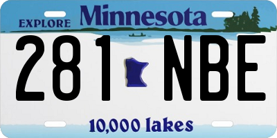 MN license plate 281NBE