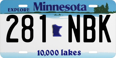 MN license plate 281NBK
