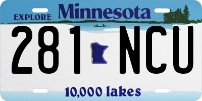 MN license plate 281NCU