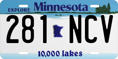 MN license plate 281NCV