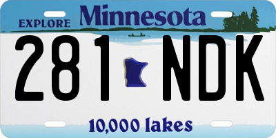 MN license plate 281NDK