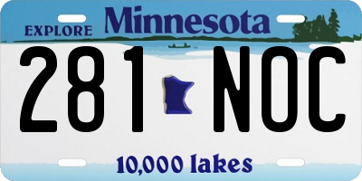 MN license plate 281NOC