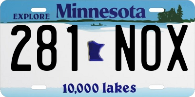MN license plate 281NOX