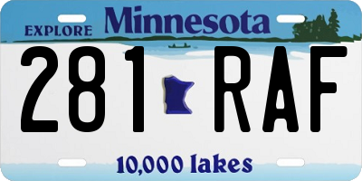 MN license plate 281RAF
