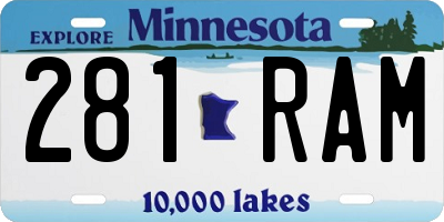 MN license plate 281RAM