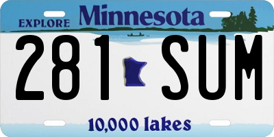 MN license plate 281SUM