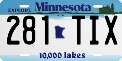 MN license plate 281TIX