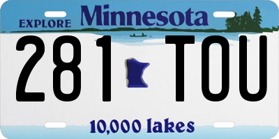 MN license plate 281TOU
