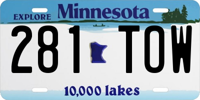 MN license plate 281TOW