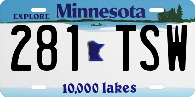 MN license plate 281TSW