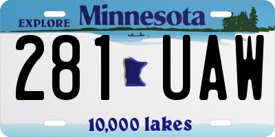 MN license plate 281UAW