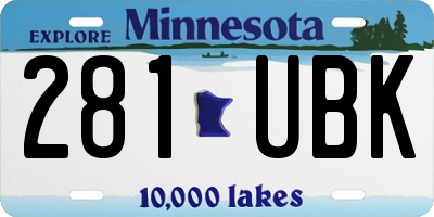 MN license plate 281UBK