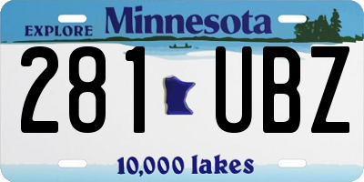 MN license plate 281UBZ