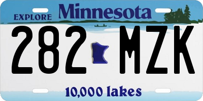 MN license plate 282MZK
